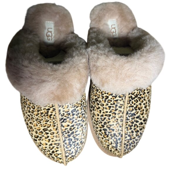 UGG Scuffette II Leopard Pony Hair Shearling Slippers New in Box Size 8 - Picture 11 of 16